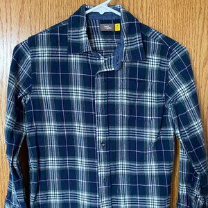 Rumi + Ryder Boys Navy Blue Plaid Button-Up Shirt